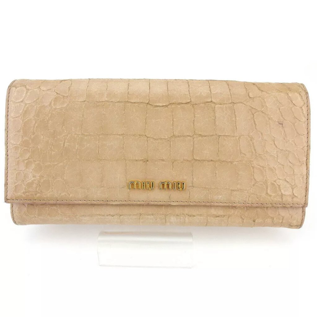 Miu Miu Purse Purse Pink Beaux Press Leather Authentic Used